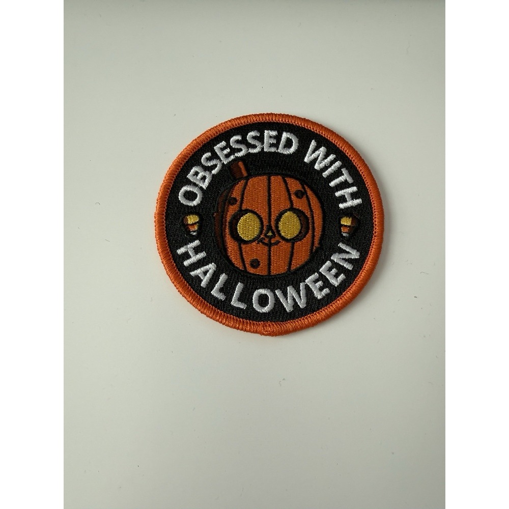 Halloween Embroidered Patch 3in Round Obsessed With Halloween Pumpkin